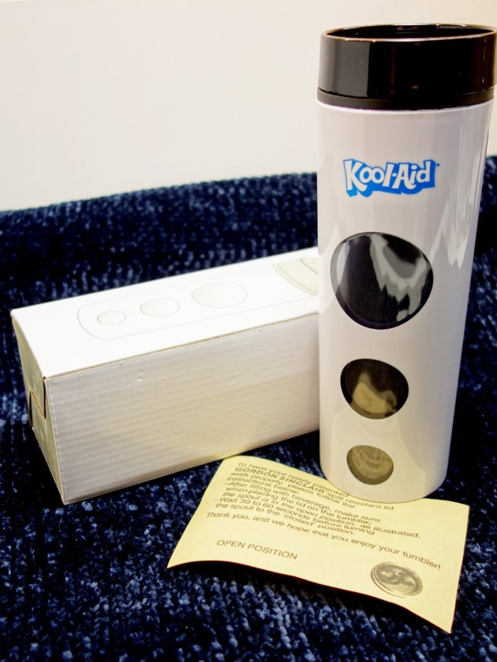 NIP! Kool-Aid White Spill Resistant Water Bottle Tumbler 14oz
